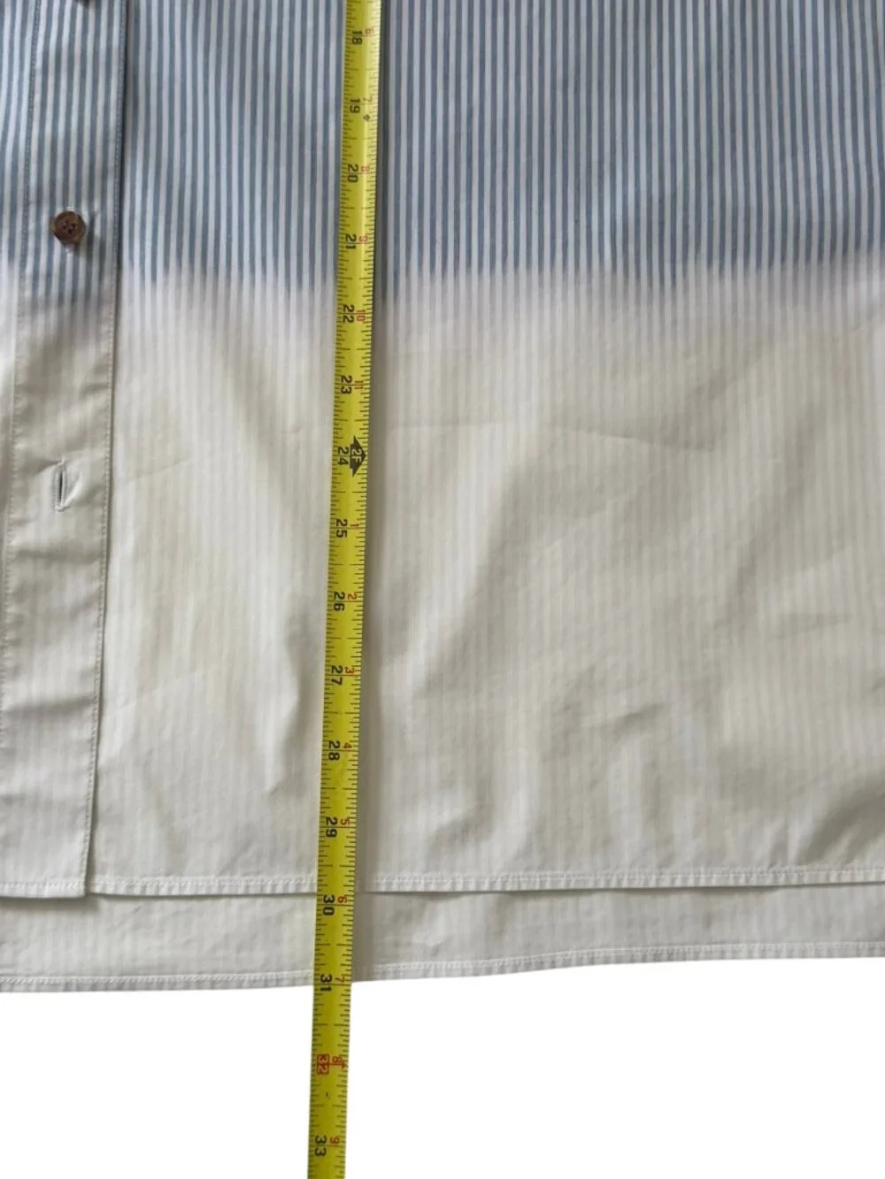 Lafayette 148 Everson Ombre Dip Dye Striped Button Up Long Sleeve Blue White XL